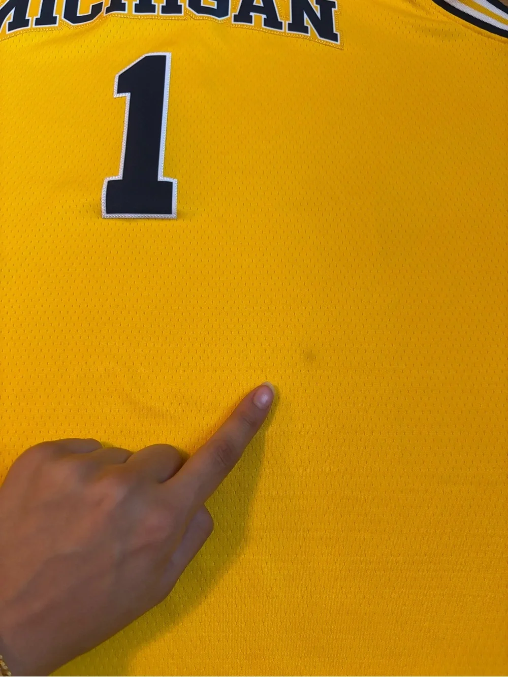 Jordan Michigan Wolverines #1 Basketball Jersey Men's XXL Yellow Dri-FIT